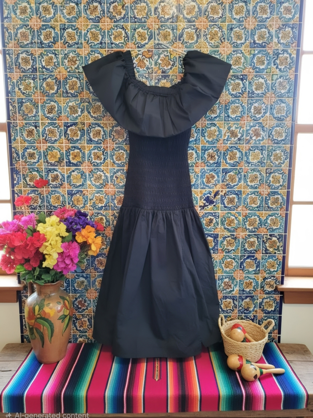 Astr Black Strapless Ruffled Midi Dress